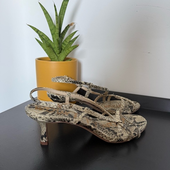 Sam Edelman snake animal print leather Judy strappy kitten heel sandals - size 7 - Picture 6 of 7